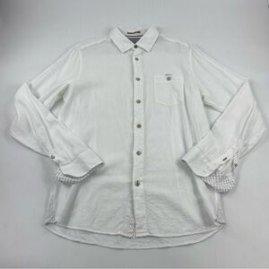 Ted Baker White Linen blend Button-Down Shirt with Pocket